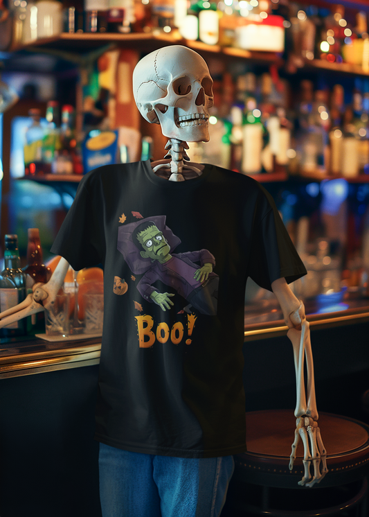 BOO! Halloween Graphic Unisex T-Shirt | Funny Frankenstein Print Tee