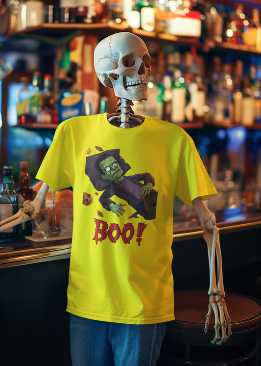 BOO! Halloween Graphic Unisex T-Shirt | Funny Frankenstein Print Tee