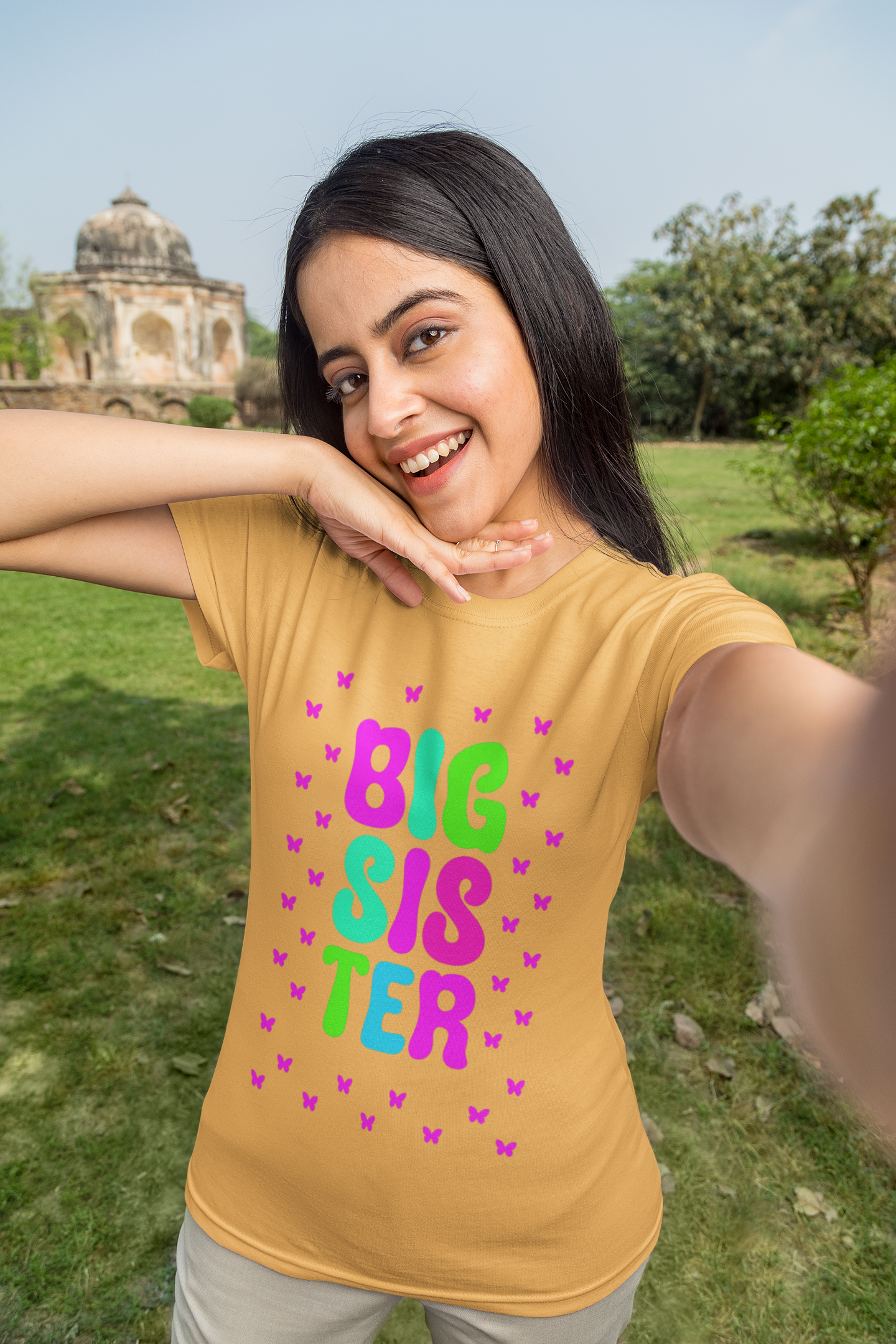 Flutter with Sass: “Big Sister” Butterfly Graphic T-Shirt – Rakhi Drop Limited Edition