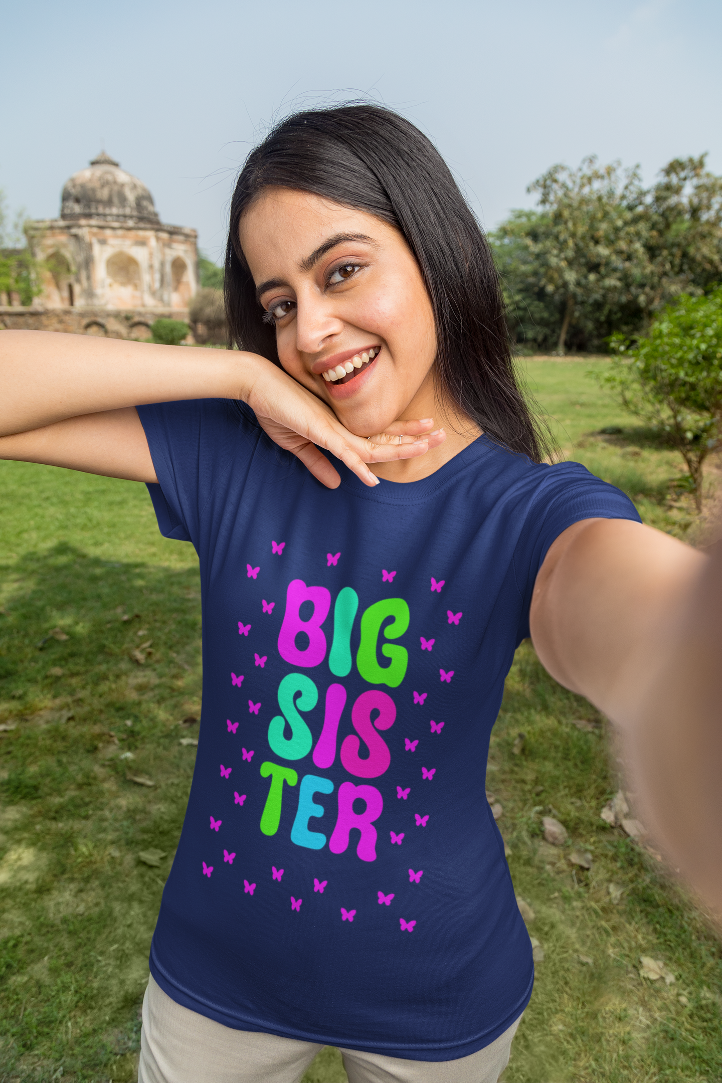 Flutter with Sass: “Big Sister” Butterfly Graphic T-Shirt – Rakhi Drop Limited Edition