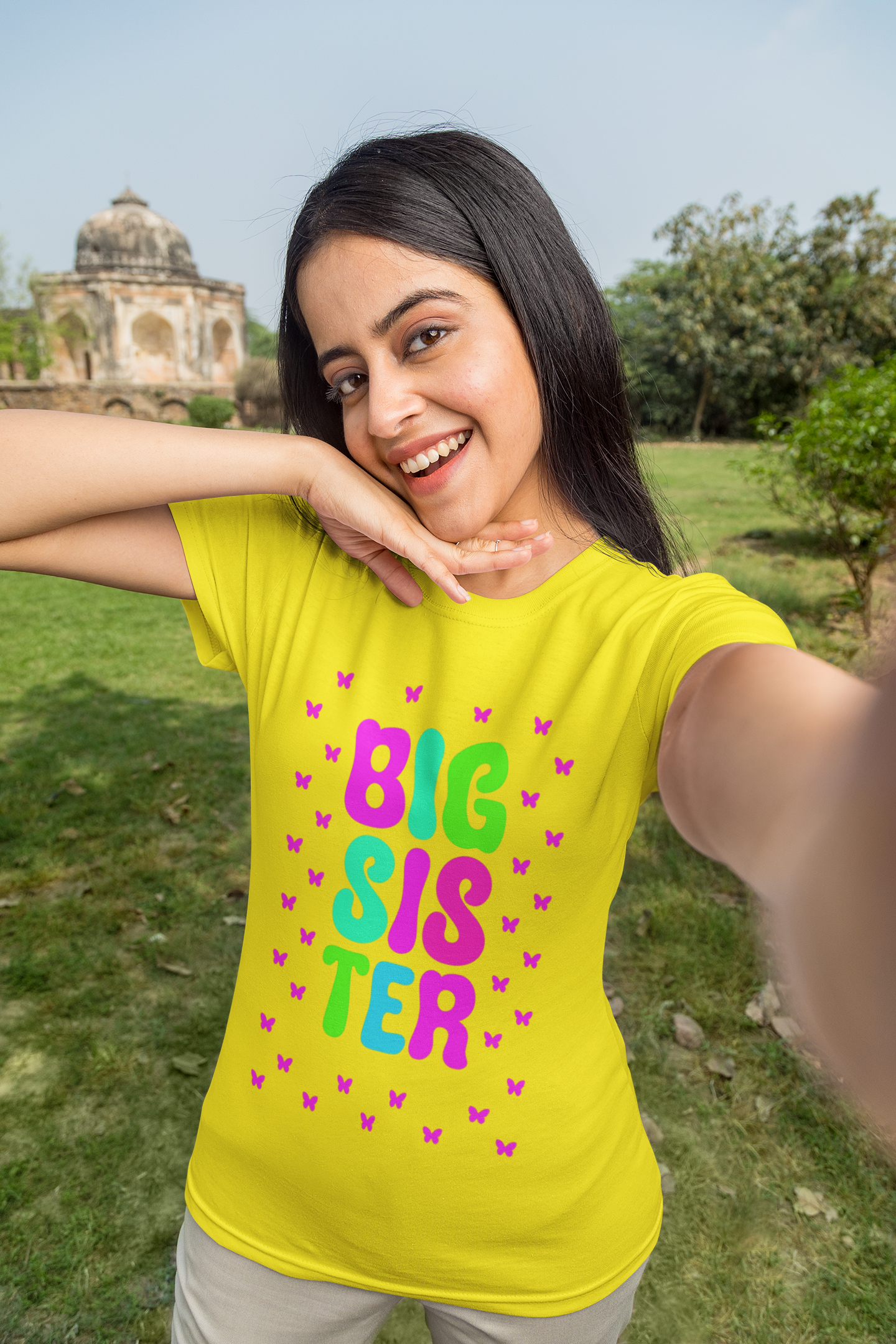 Flutter with Sass: “Big Sister” Butterfly Graphic T-Shirt – Rakhi Drop Limited Edition