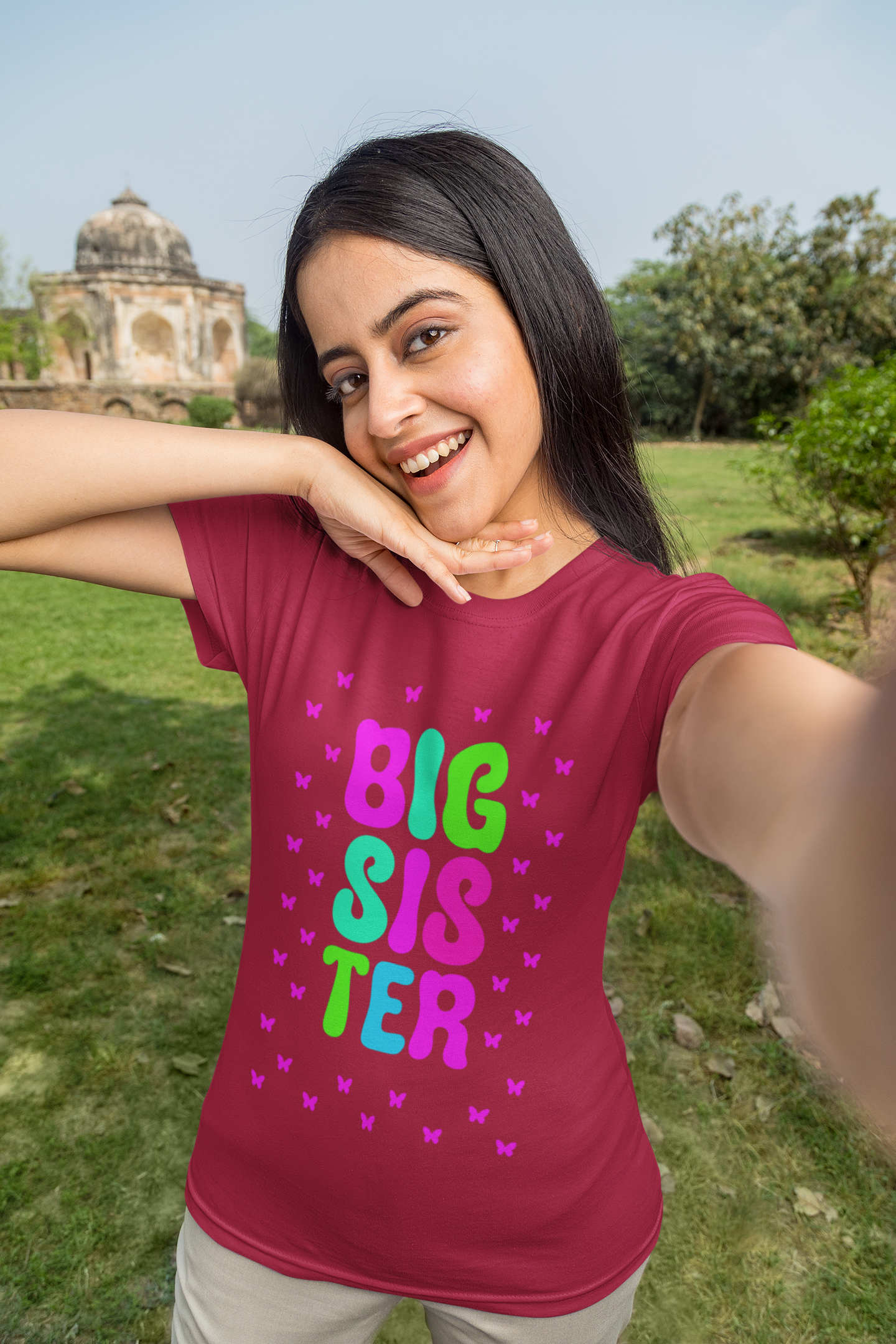 Flutter with Sass: “Big Sister” Butterfly Graphic T-Shirt – Rakhi Drop Limited Edition