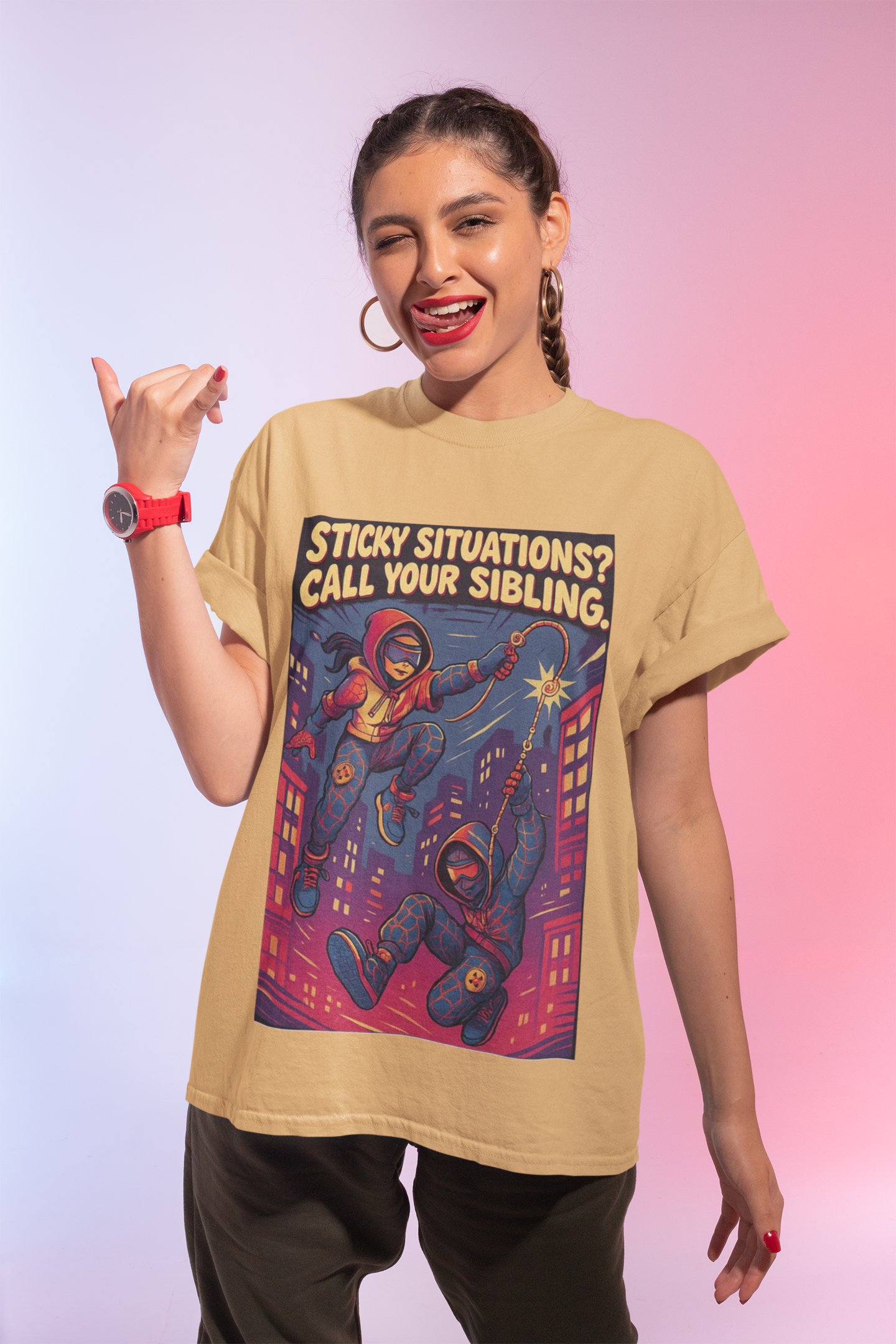 "Sticky Situations? Call Your Sibling" Graphic Tee – Limited Edition by Chalaki