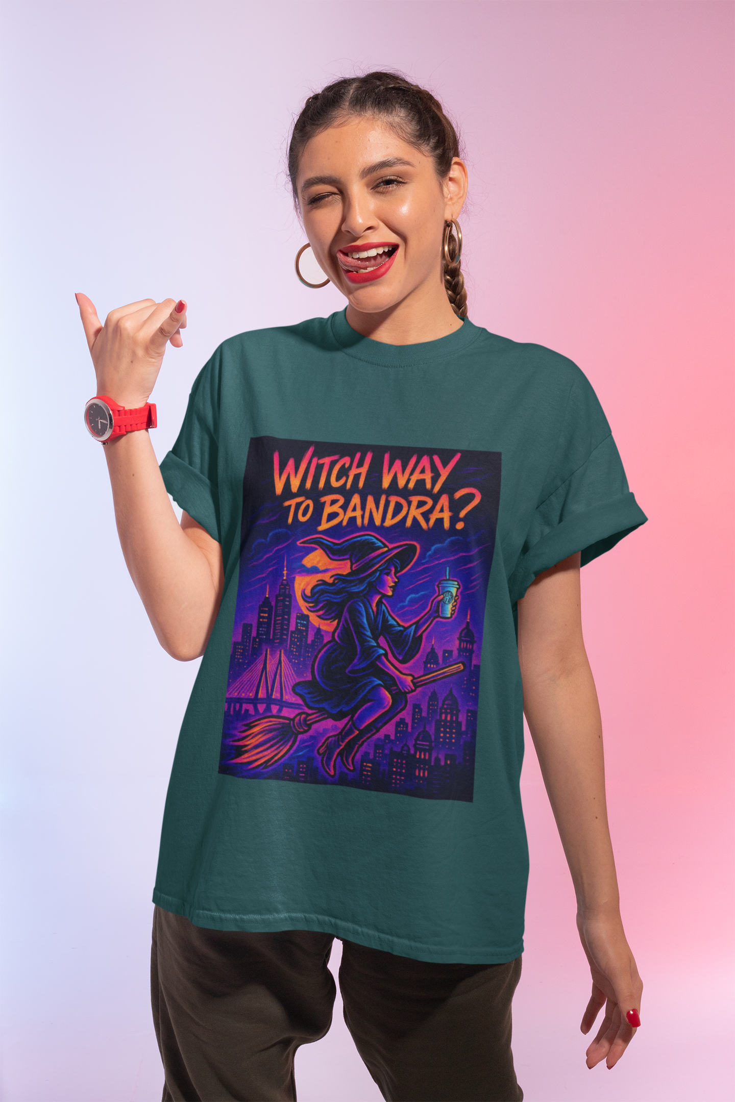 Witch Way to Bandra T-Shirt – Fun Halloween Shirt with Spooky Vibes