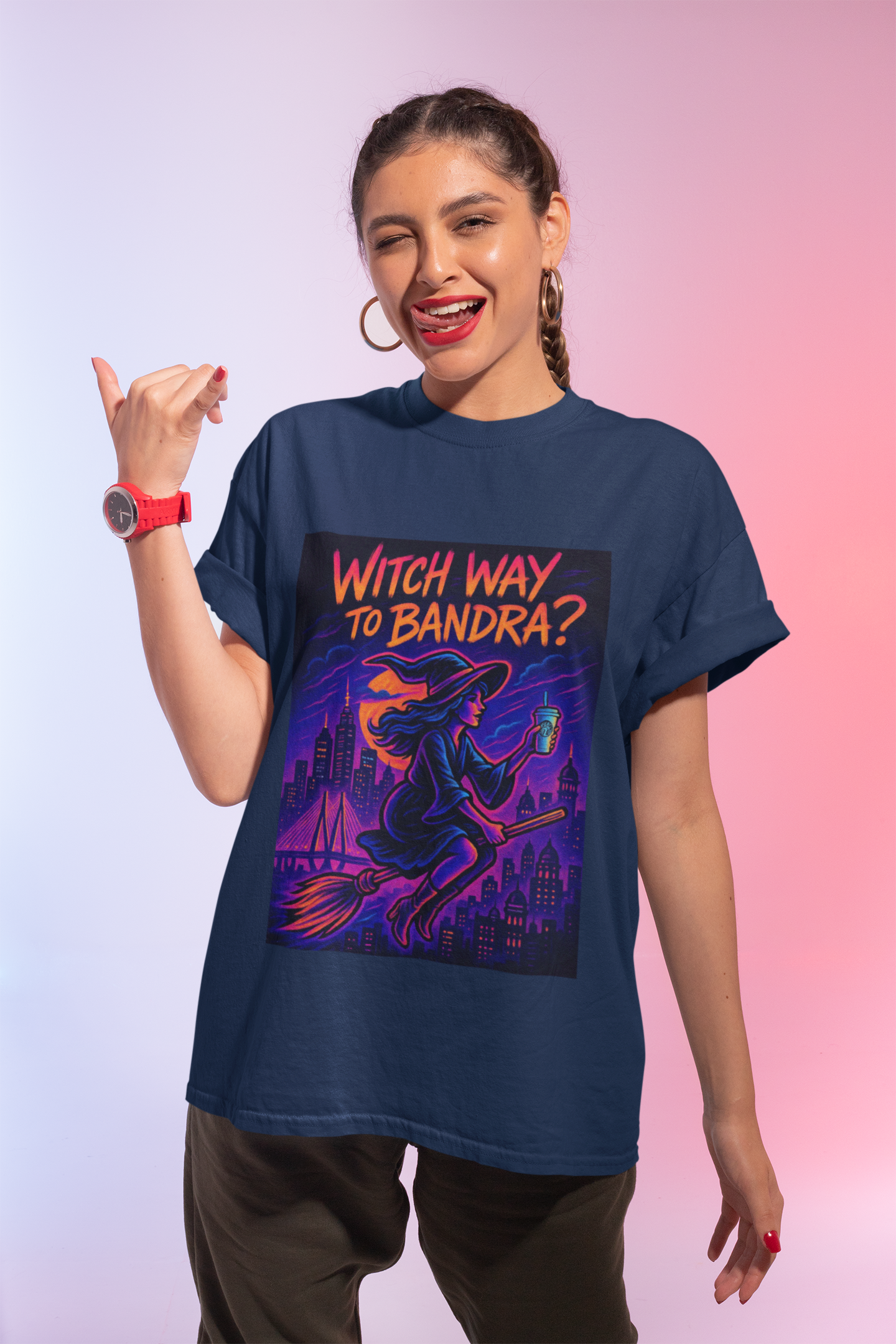 Witch Way to Bandra T-Shirt – Fun Halloween Shirt with Spooky Vibes