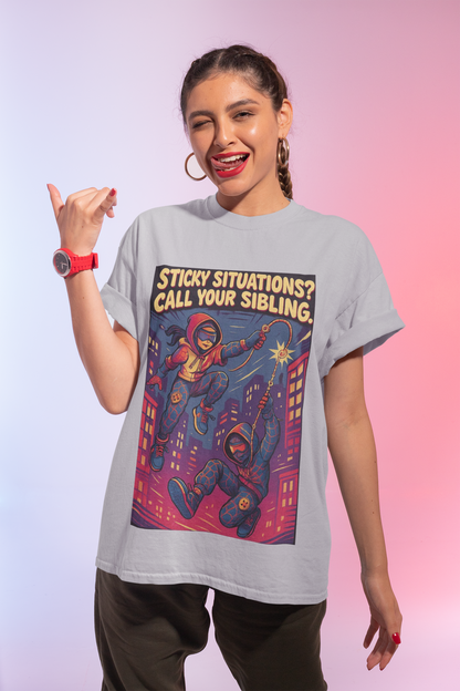 "Sticky Situations? Call Your Sibling" Graphic Tee – Limited Edition by Chalaki