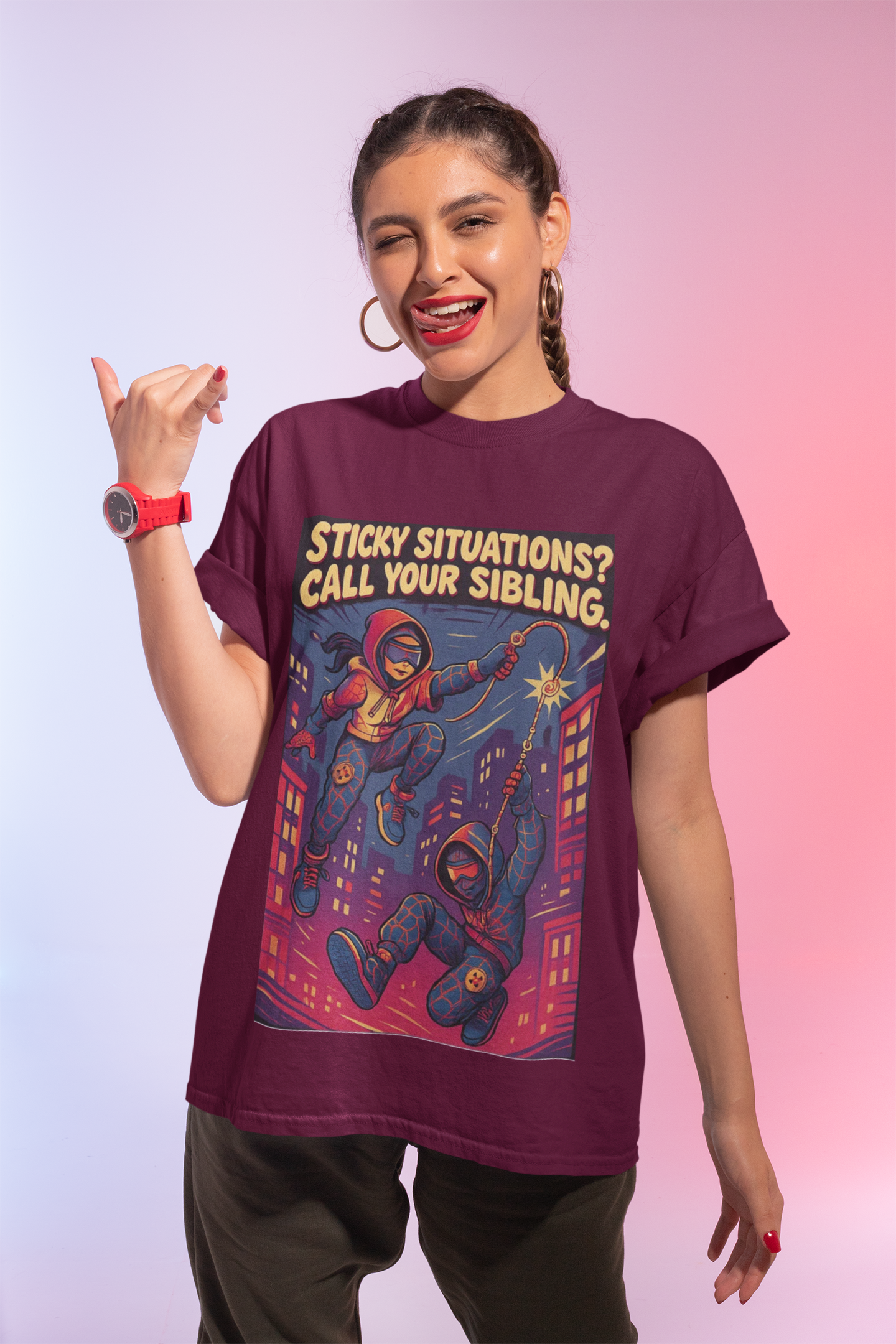 "Sticky Situations? Call Your Sibling" Graphic Tee – Limited Edition by Chalaki