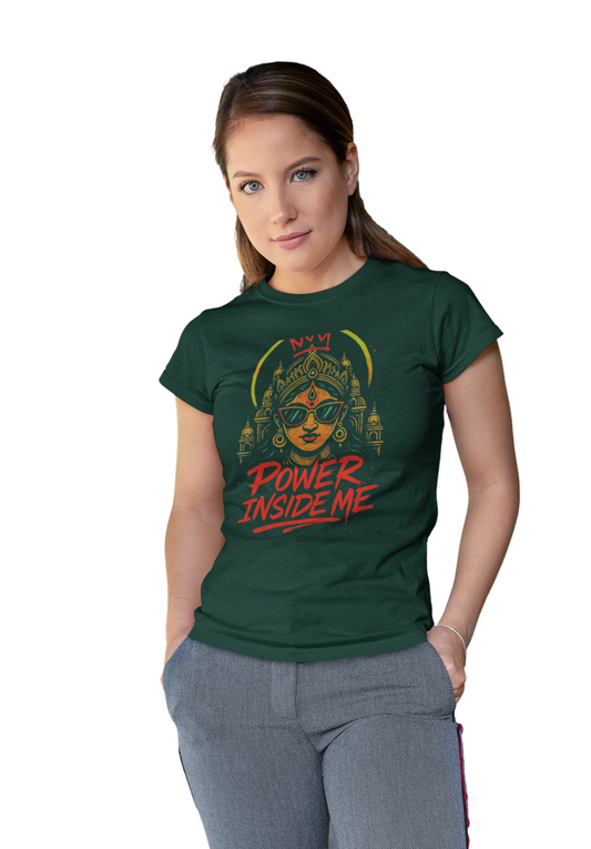 Power Inside Me Graphic T-Shirt for Women | Motivational Streetwear | Printed Tee